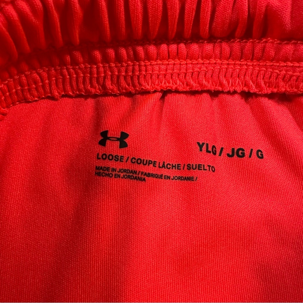 Under Armour Youth YLG Salmon Athletic Shorts Loose Fit Basketball Training Gym - Picture 3 of 5